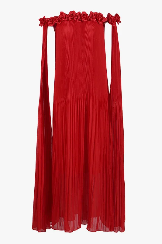 women's glam dressesElegant 3D Rosette Off Shoulder Cape Sleeve Pleated Evening Maxi Dress women's glam dressesElegant 3D Rosette Off Shoulder Cape Sleeve Pleated Evening Maxi Dress