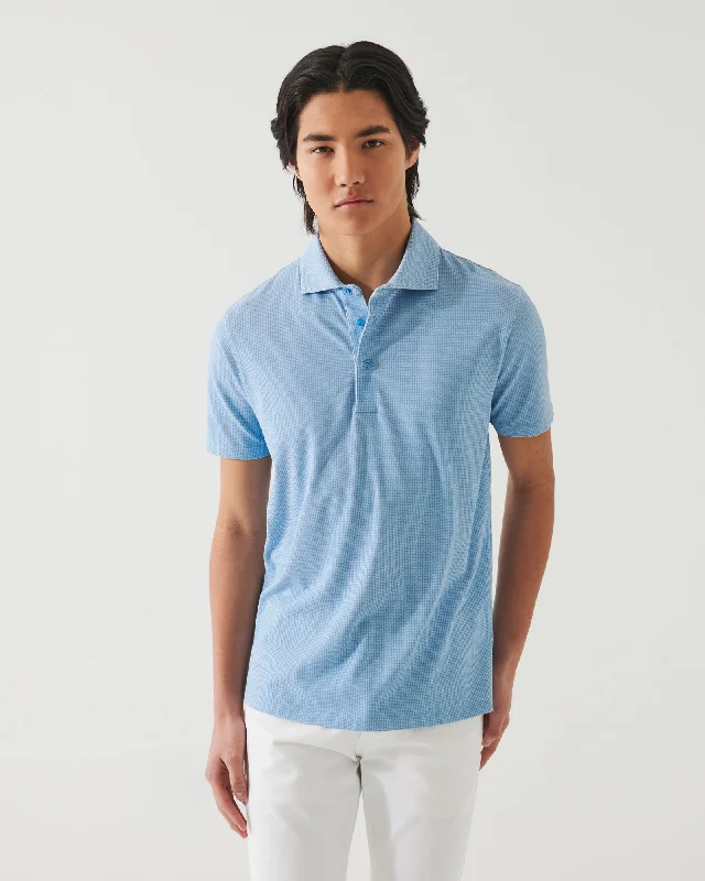 Men's Shirts with Full PlacketsShort Sleeve Micro Print Polo