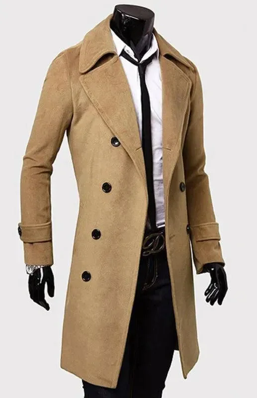 Men's Coats with Wind-Resistant FabricDouble Breasted  Wool Men Winter Coat