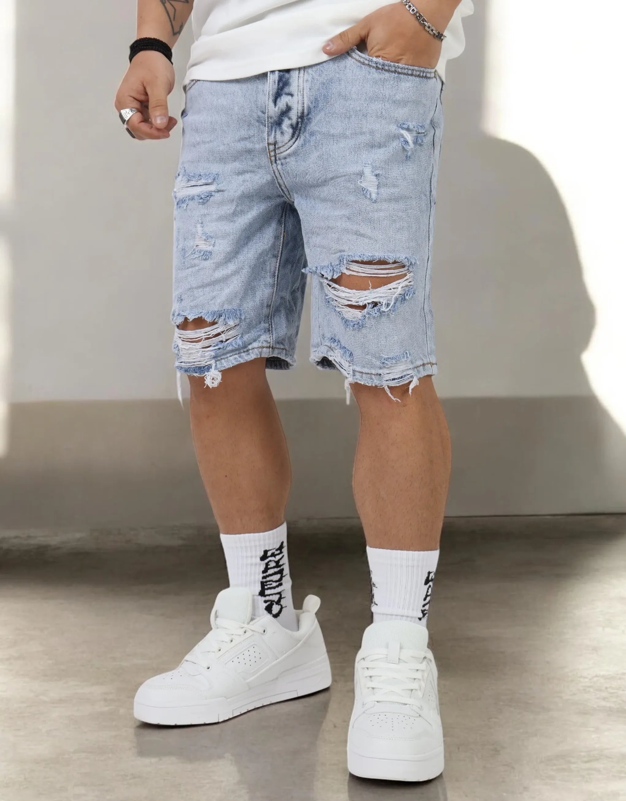 Men's Pants with Shallow PocketsDenim Short