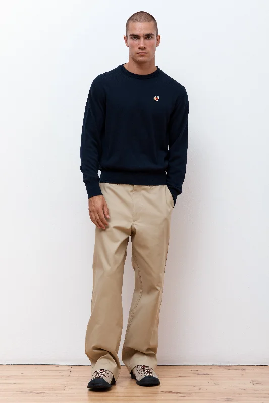 Men's Sweaters with Three-Quarter SleevesPerennial Logo Crewneck Sweater Navy