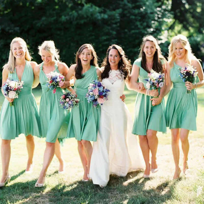 Prom DressConvertible Short Jersey Green Cheap Wedding Bridesmaid Dresses, WG336