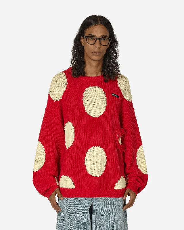Warm Men's Hooded SweatersMashroom Knit Sweater Red