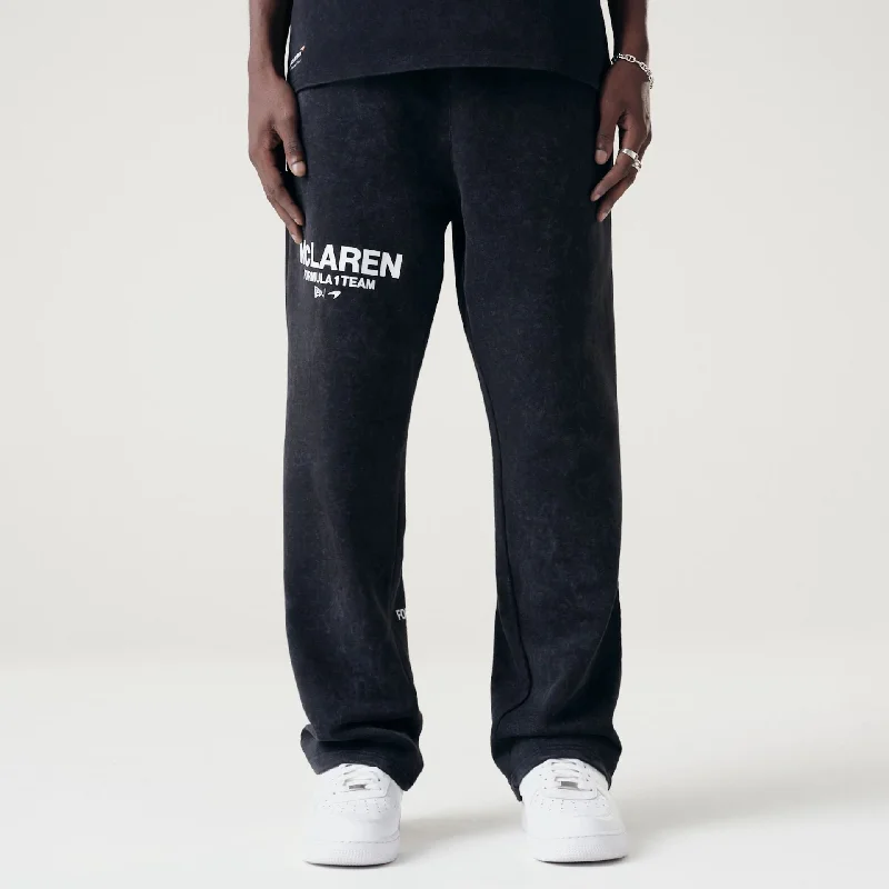 Men's Tapered Pants for a Slimming EffectMcLaren Racing Washed Pack Black Straight Leg Joggers Men's Tapered Pants for a Slimming EffectMcLaren Racing Washed Pack Black Straight Leg Joggers