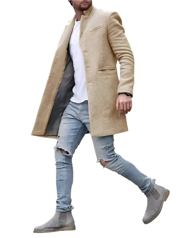 Men's Coats for WalkingMid-Length Men Winter Woolen Coat
