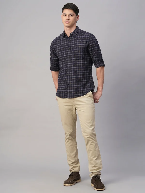Men's Twill Pants for a Dressy LookMen's Navy Cotton Regular Fit Shirt