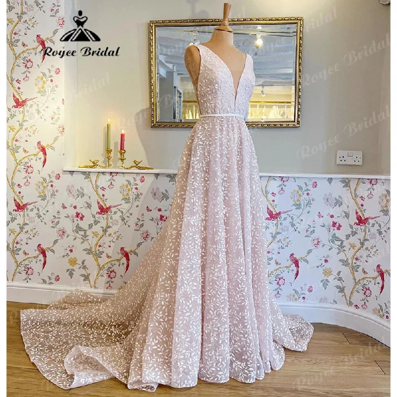 Metallic DressVestidos Novia Sparkly Pink Floral Lace Boho Sleeveless A Line Wedding Dress 2025 Bridal Wedding Receipt Dinner Party Gowns Metallic DressVestidos Novia Sparkly Pink Floral Lace Boho Sleeveless A Line Wedding Dress 2025 Bridal Wedding Receipt Dinner Party Gowns