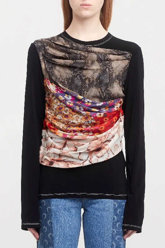 Men's Straight-Leg Jeans in Dark WashMarine Serre Regenerated Silk Scarves Draped Top