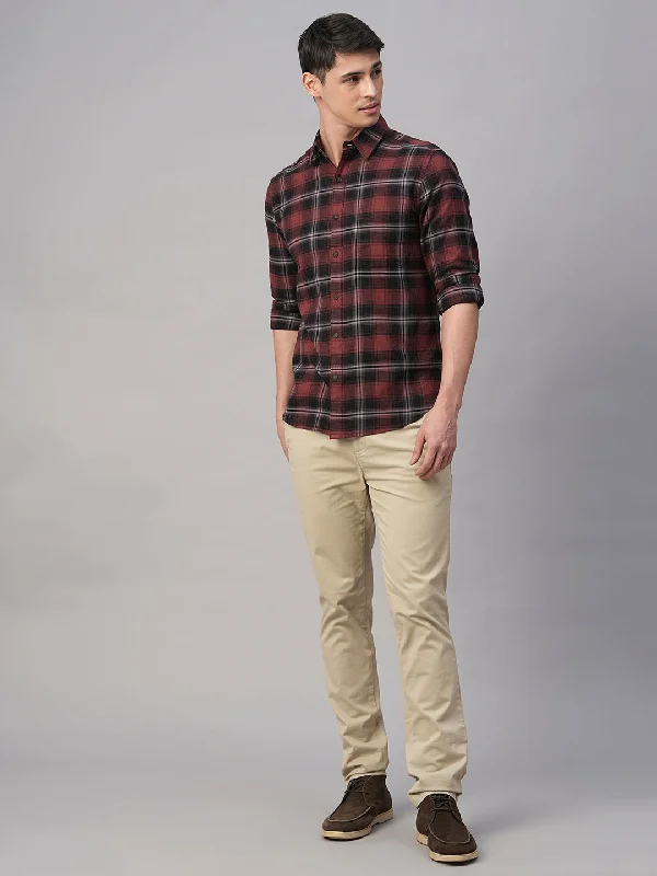 Men's Dress Pants for Special OccasionsMen's Brown Cotton Regular Fit Shirt