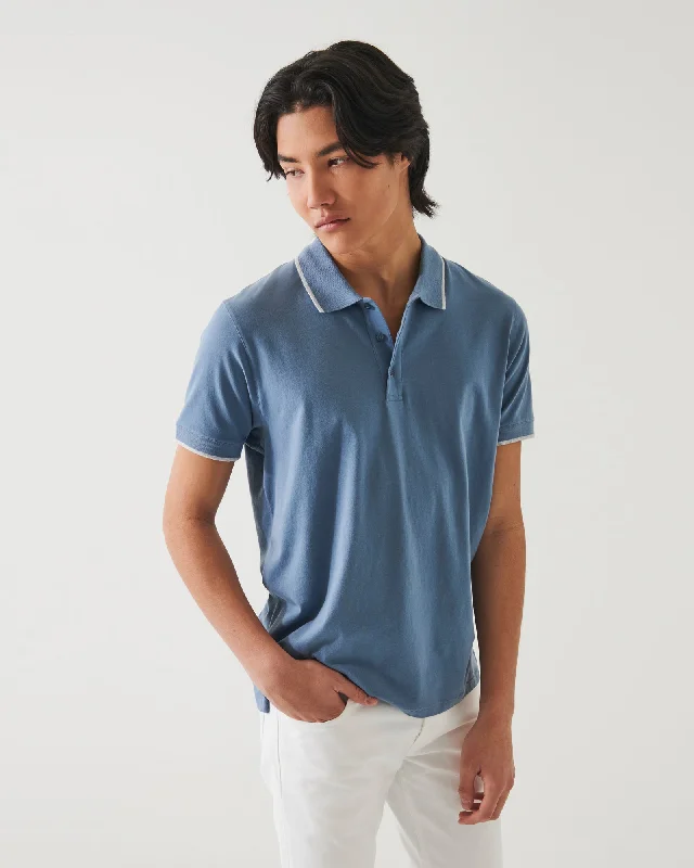 Men's Shirts with Hidden ButtonsShort Sleeve Tipped Button Polo