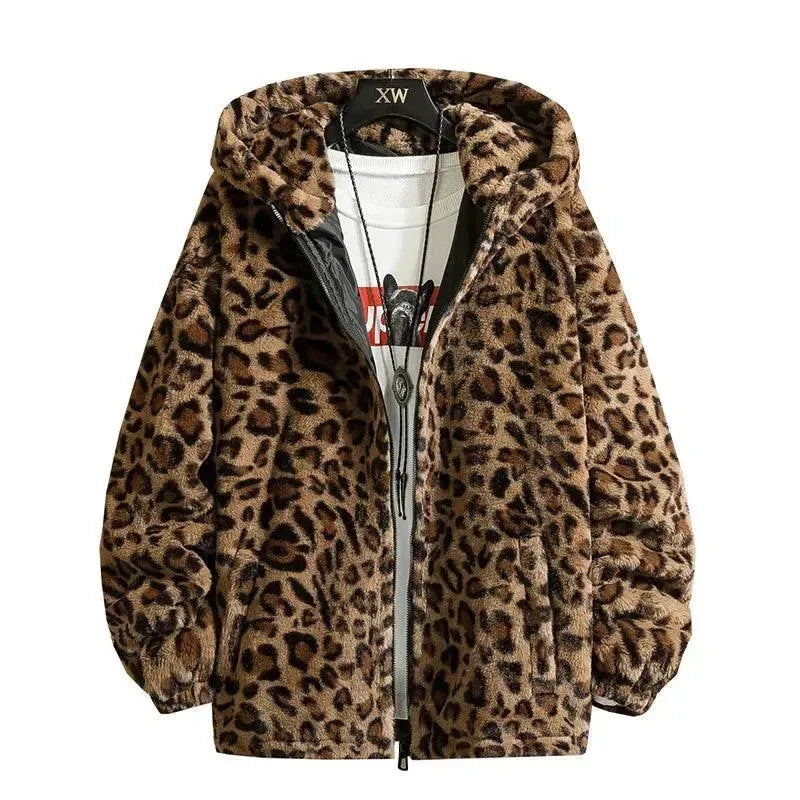 Durable Men's Car CoatsCasual Printed Hooded Men Fleece Jacket