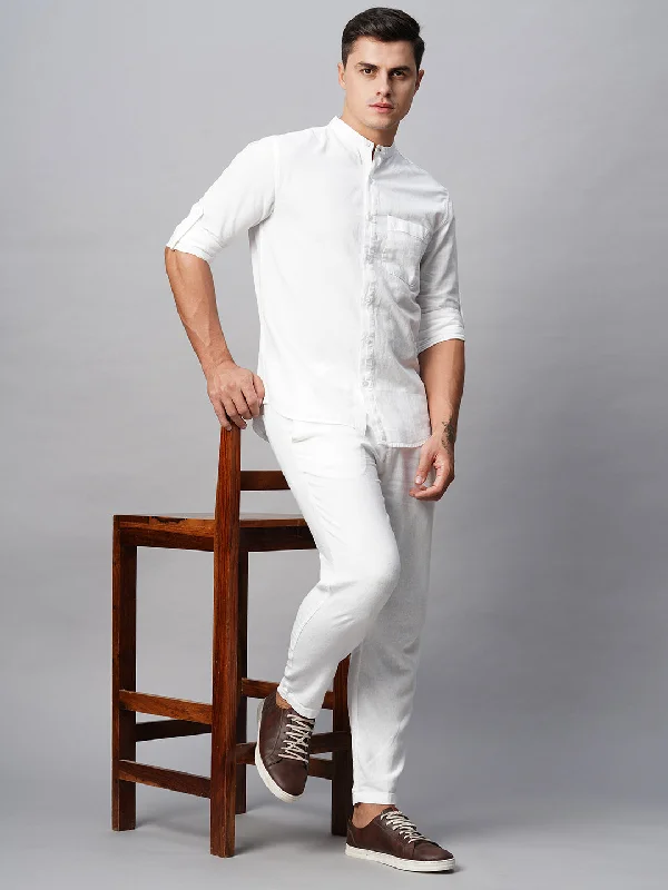 Men's Pants with Cargo PocketsMen's White Cotton Linen Regular Fit Shirt