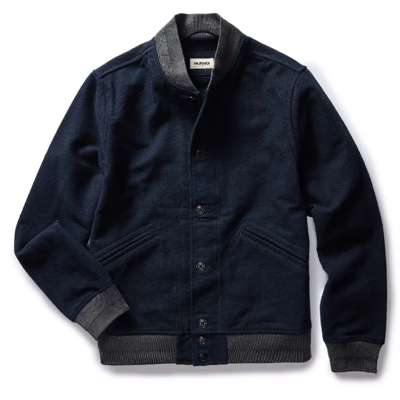 Lightweight Men's WindbreakersThe Bomber Jacket in Dark Navy Moleskin