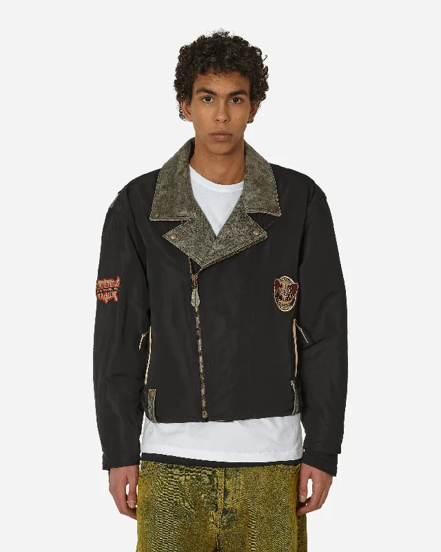 High-Quality Men's Duffle CoatsNylon Moto Jacket Jet Black