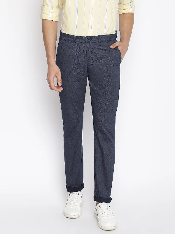 Men's Pants with Cargo PocketsMen's Casual Flat front Navy Blue  Trousers