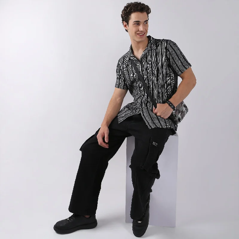 Men's Pants with Flap PocketsMood™ Shirts - Raw Cotton Camp Collar Yarn Dyed Stripes - Regular Fit Men's Pants with Flap PocketsMood™ Shirts - Raw Cotton Camp Collar Yarn Dyed Stripes - Regular Fit