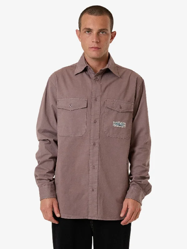 Men's Pants with Contrast StitchingDouble Meaning Long Sleeve Shirt - Dove