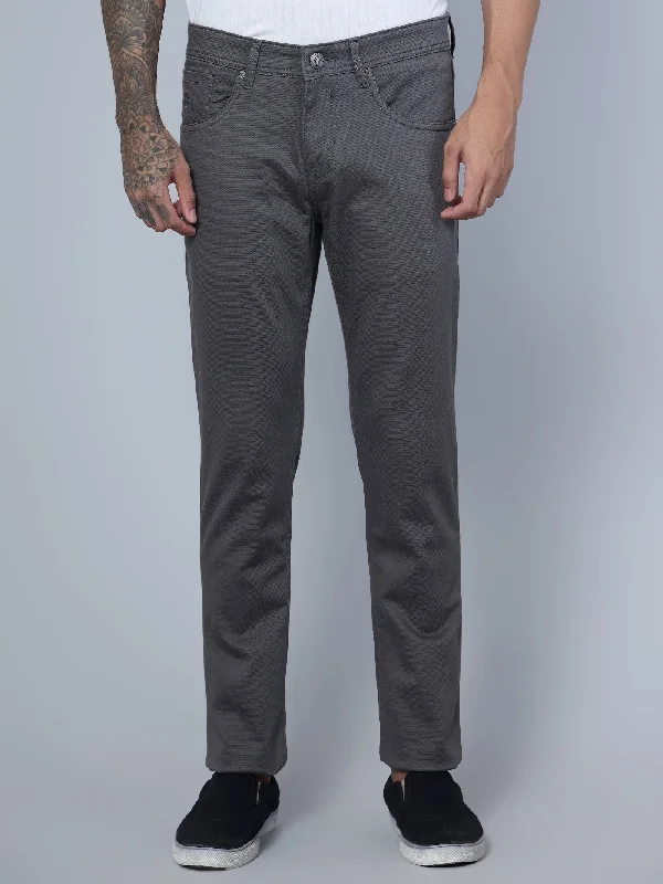 Men's Pants with Welt PocketsMen's Casual Flat front Grey  Trousers