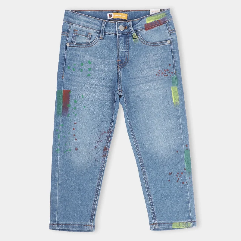 Elegant Men's JeansBoys Denim Stretch Pant Splatter -LIGHT BLUE