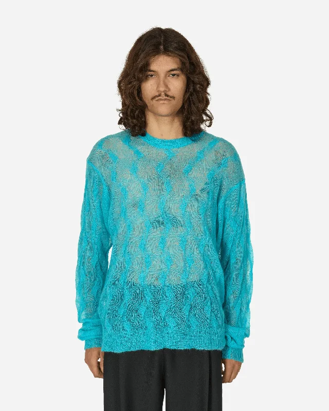Chic Men's Cashmere SweatersLoose Knit Cross Cable Sweater Cyan