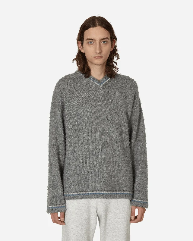 Men's Sweaters with Belt AttachmentsWashed V-Neck Sweater Grey