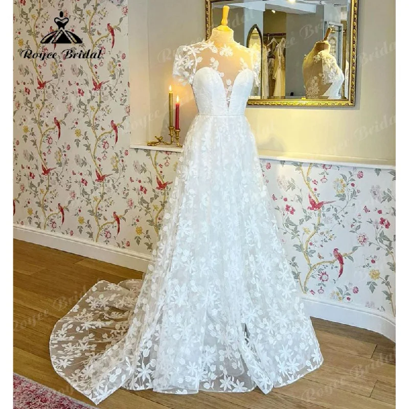 Denim DressRoycebridal Vintage Vestidos Wedding Dress for Women 2025 Boho Bridal Beach Wedding Gowns Cap Short Sleeves Luxury sukienka Denim DressRoycebridal Vintage Vestidos Wedding Dress for Women 2025 Boho Bridal Beach Wedding Gowns Cap Short Sleeves Luxury sukienka