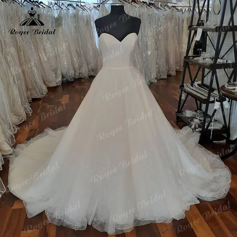 Ribbon DressRoycebridal Vestido Novia Sweetheart Satin Tulle A Line Wedding Dress Off the Shoulder 2025 Bridal Ball Gown for Women sukienka na wesele Ribbon DressRoycebridal Vestido Novia Sweetheart Satin Tulle A Line Wedding Dress Off the Shoulder 2025 Bridal Ball Gown for Women sukienka na wesele