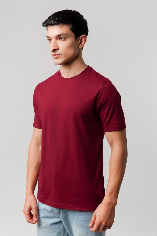 Striped Men's TopsRegular Fit Crew Neck T-Shirt - Maroon