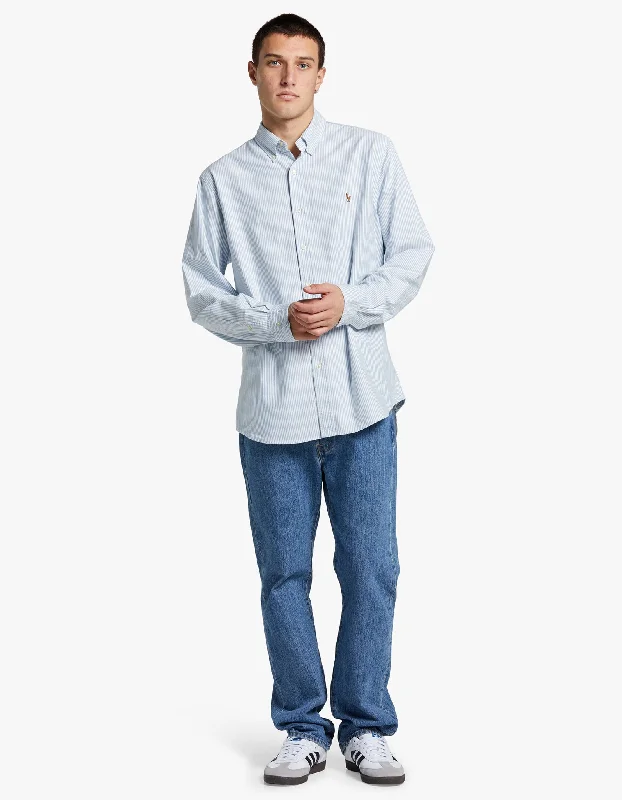 Men's Pants with Patch PocketsCustom Fit Long Sleeve Sport Shirt - Blue/White Stripe Men's Pants with Patch PocketsCustom Fit Long Sleeve Sport Shirt - Blue/White Stripe