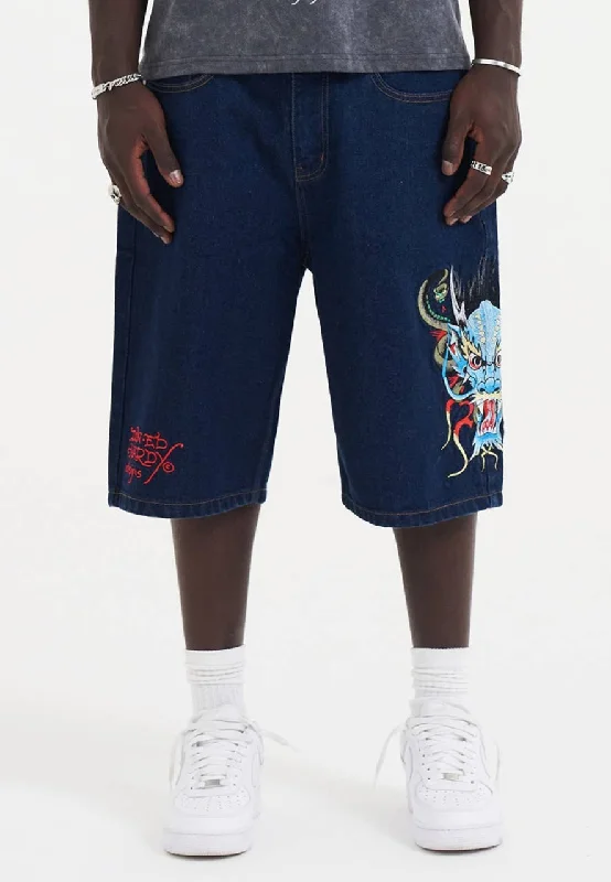 Men's Swim Trunks for SwimmingMens Medusa Drag Denim Skater Jorts Shorts - Blue Rinse Men's Swim Trunks for SwimmingMens Medusa Drag Denim Skater Jorts Shorts - Blue Rinse