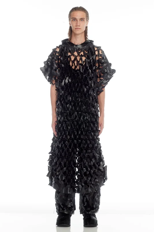 Best Selling Men's Jeans BrandsLu'u Dan Unisex Laser-cut Leather Poncho in Black