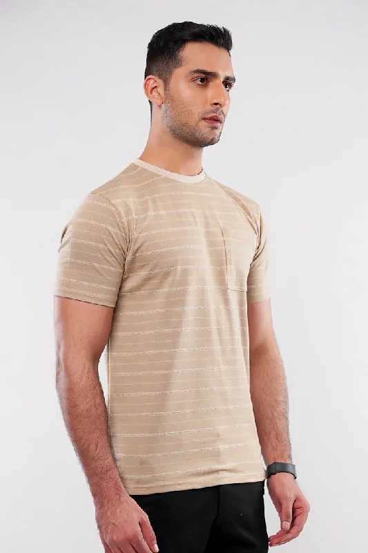 Layered Men's VestsStriped Pocket T-Shirt - Sand
