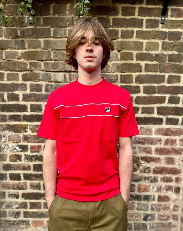 Men's Shirts with Contrast CollarsFila - Williams Red & White Contrast Piping - T-Shirt Men's Shirts with Contrast CollarsFila - Williams Red & White Contrast Piping - T-Shirt