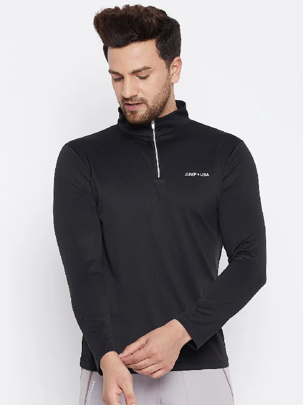 Men's Shirts with French CuffsJUMP USA Men Black Sports Turtle Neck T-shirt