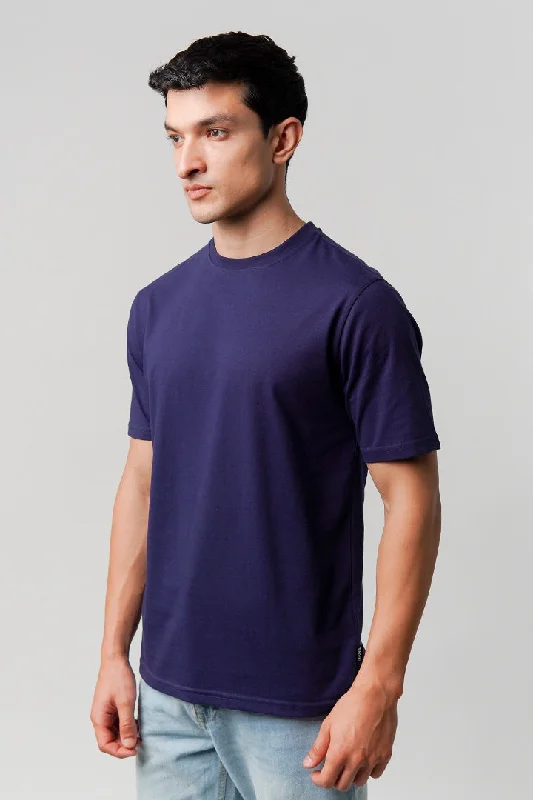 Versatile Men's Tank TopsRegular Fit Crew Neck T-Shirt - Navy Blue