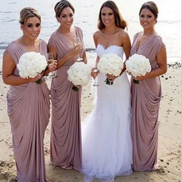Cold-Shoulder DressJersey V Neck Long Charming Beach Wedding Bridesmaid Dresses, WG347 Cold-Shoulder DressJersey V Neck Long Charming Beach Wedding Bridesmaid Dresses, WG347