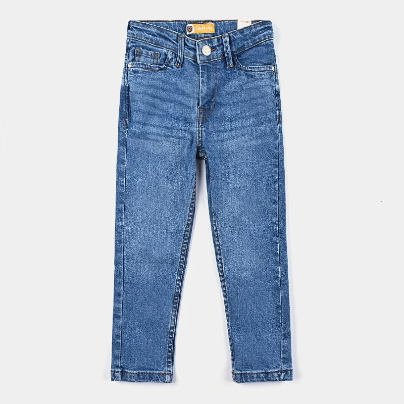 Oversized Men's JeansBoys Denim Stretch  Pant Basic Regular Fit - Mid Blue