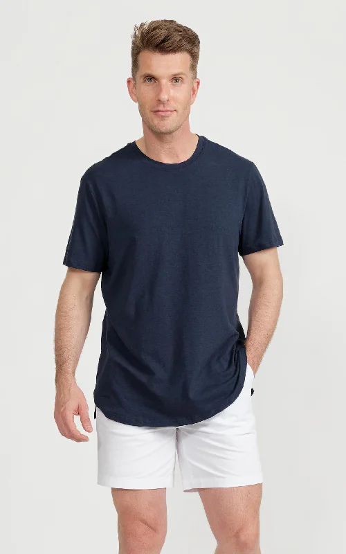 Men's Shirts with Embellished SleevesMen's Pima Split-Hem Tee in Navy