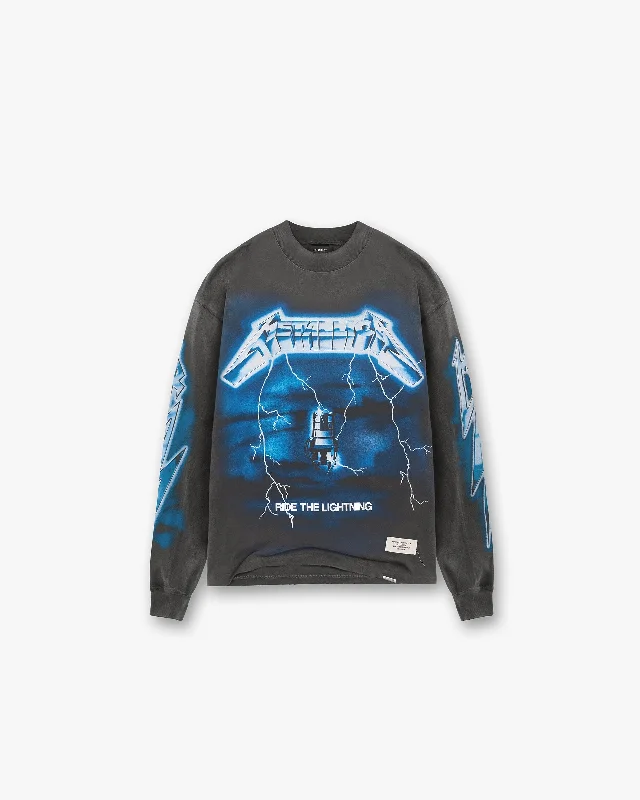 Men's Shirts with Moisture-Wicking FabricRepresent X Metallica Ride The Lightning Long Sleeve T-Shirt - Vintage Grey