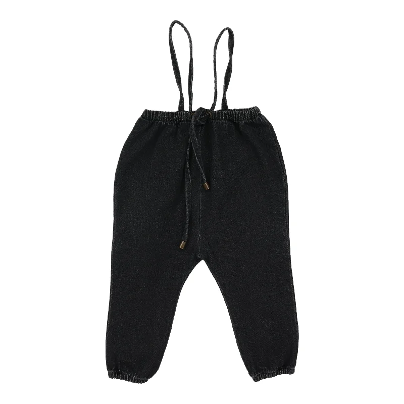 Men's Jeans with a Distressed LookDenim Bow Suspender Romper