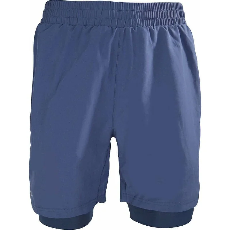 Men's Pants with Contrast StitchingMore Mile Core 2 In 1 Mens Running Shorts - Blue