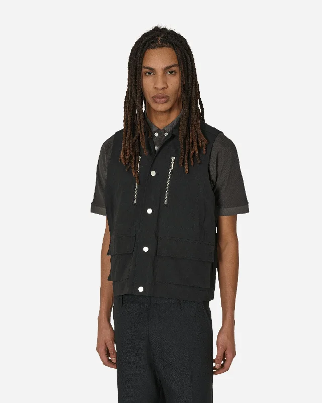 Versatile Men's Pea CoatsP-Zip Vest Black