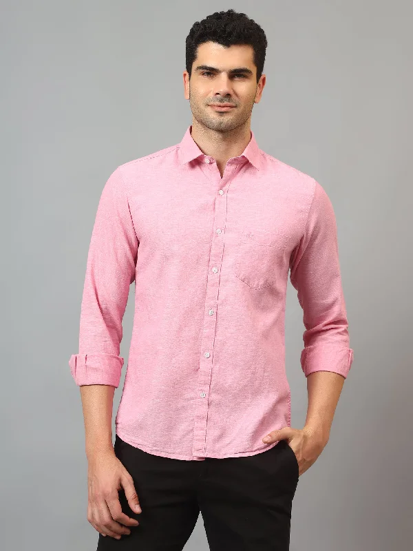 Men's Swim Trunks for SwimmingMen's Pink Casual Plain Full Sleeve Shirt