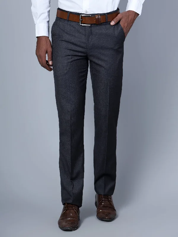 Men's Yoga Pants for FlexibilityMen's Formal Flat front Dark Grey  Trousers