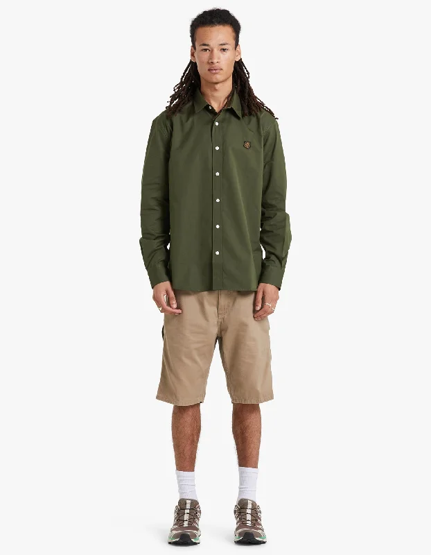 Men's Elastic-Waisted Pants for Easy MovementCasual Shirt With Tonal Fox Head Patch In Cotton P - Khaki