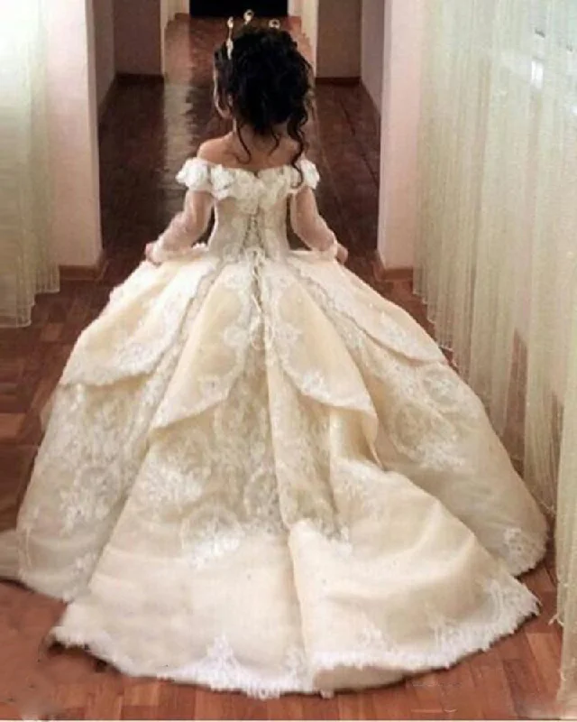 Glamour DressSiaoryne Off Shoulder Ball Gown Ivory Flower Girl Dress Wedding Gown for Little Girls FG2014 Glamour DressSiaoryne Off Shoulder Ball Gown Ivory Flower Girl Dress Wedding Gown for Little Girls FG2014