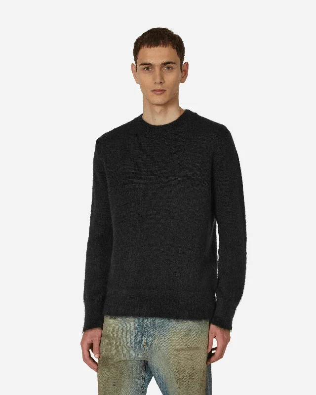 Men's Sweaters with Asymmetrical HemlinesMohair Arrow Knit Crewneck Sweater Black