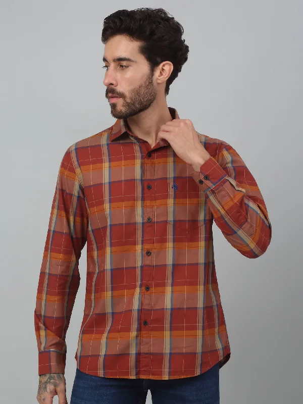 Men's Pants with SuspendersMen's Brown Casual Big Checks Full Sleeve Shirt