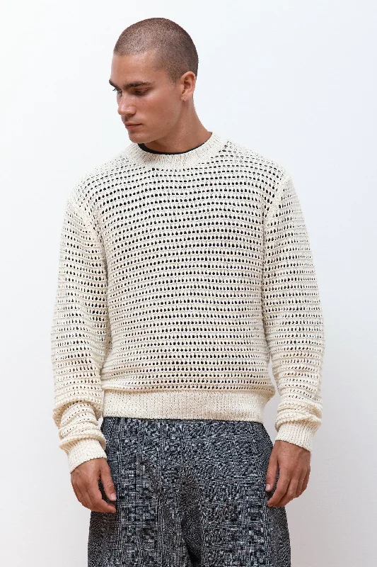Men's Sweaters with High-Low HemlinesSummer Hatchi Long Sleeve Cream
