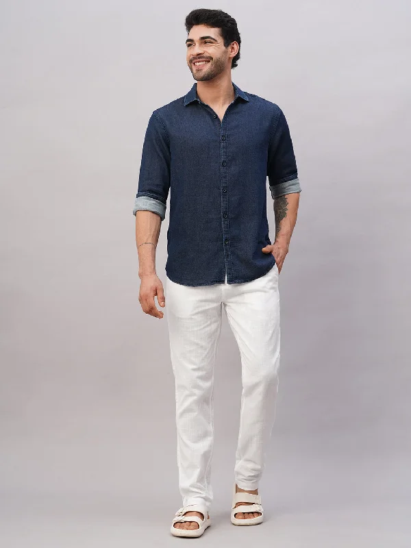 Men's Bootcut Jeans for a Flattering ShapeMen's Navy Cotton Slim Fit Shirt